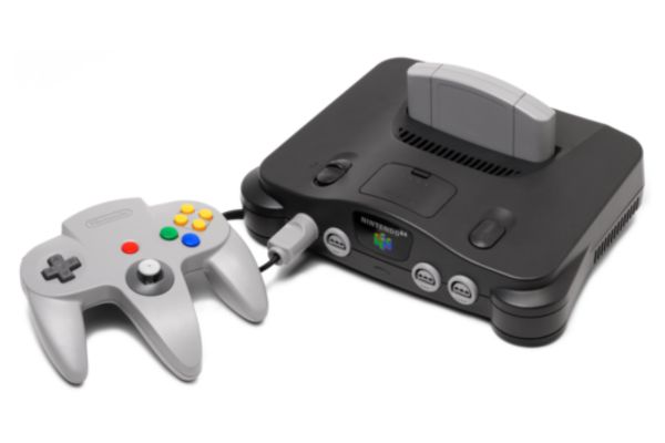  Imagem do console Nintendo 64 com um controle