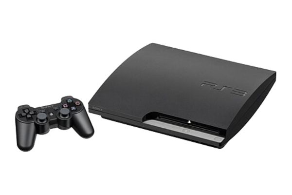  Imagem do console PlayStation 3 Slim com um controle